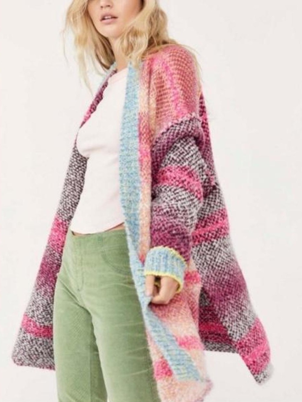 Free People Daydreamer Cardigan S Multicolor Patchwork Oversized Boho - Picture 2 of 7